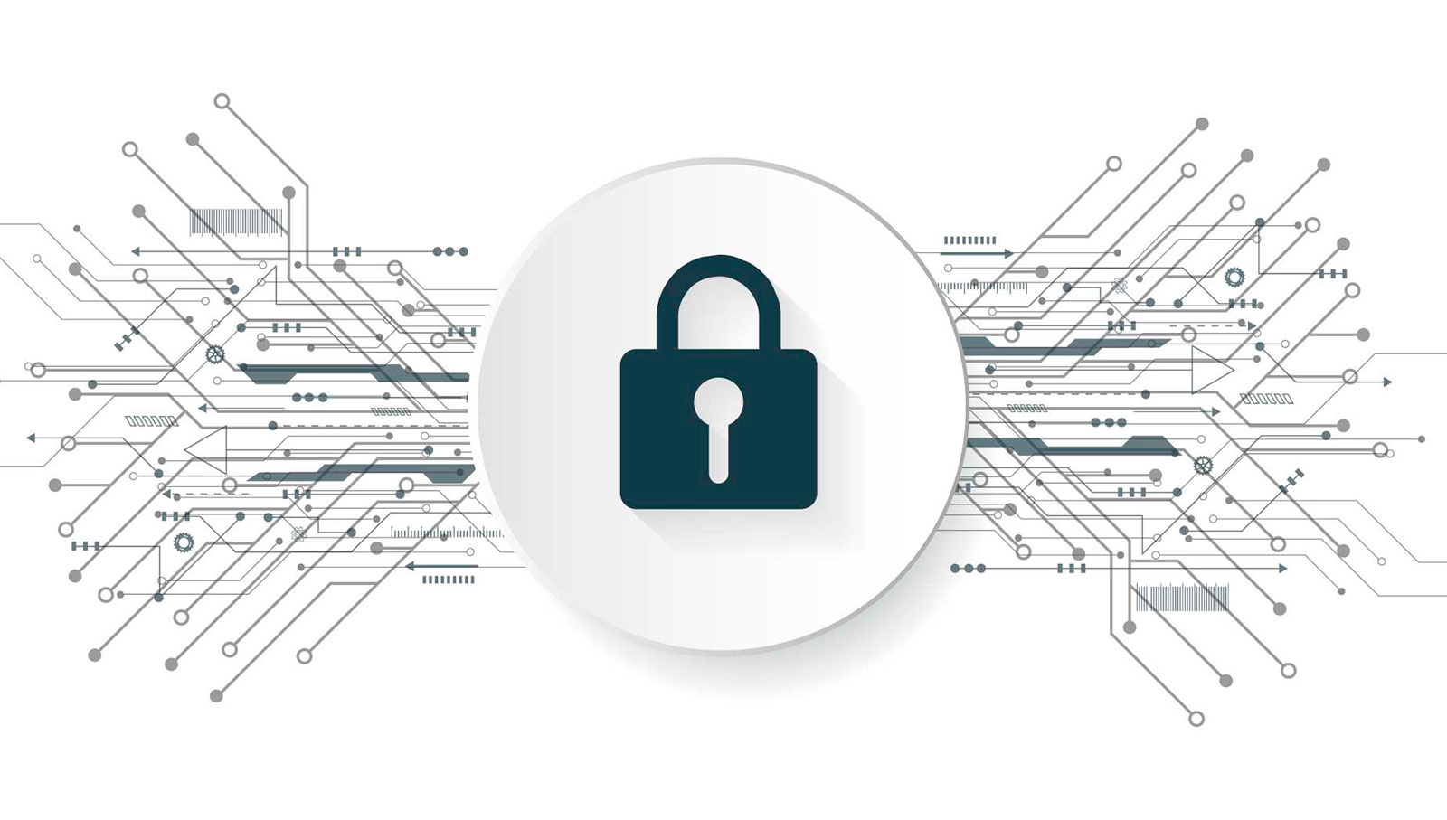 Digital padlock protecting data from cyber attacks.