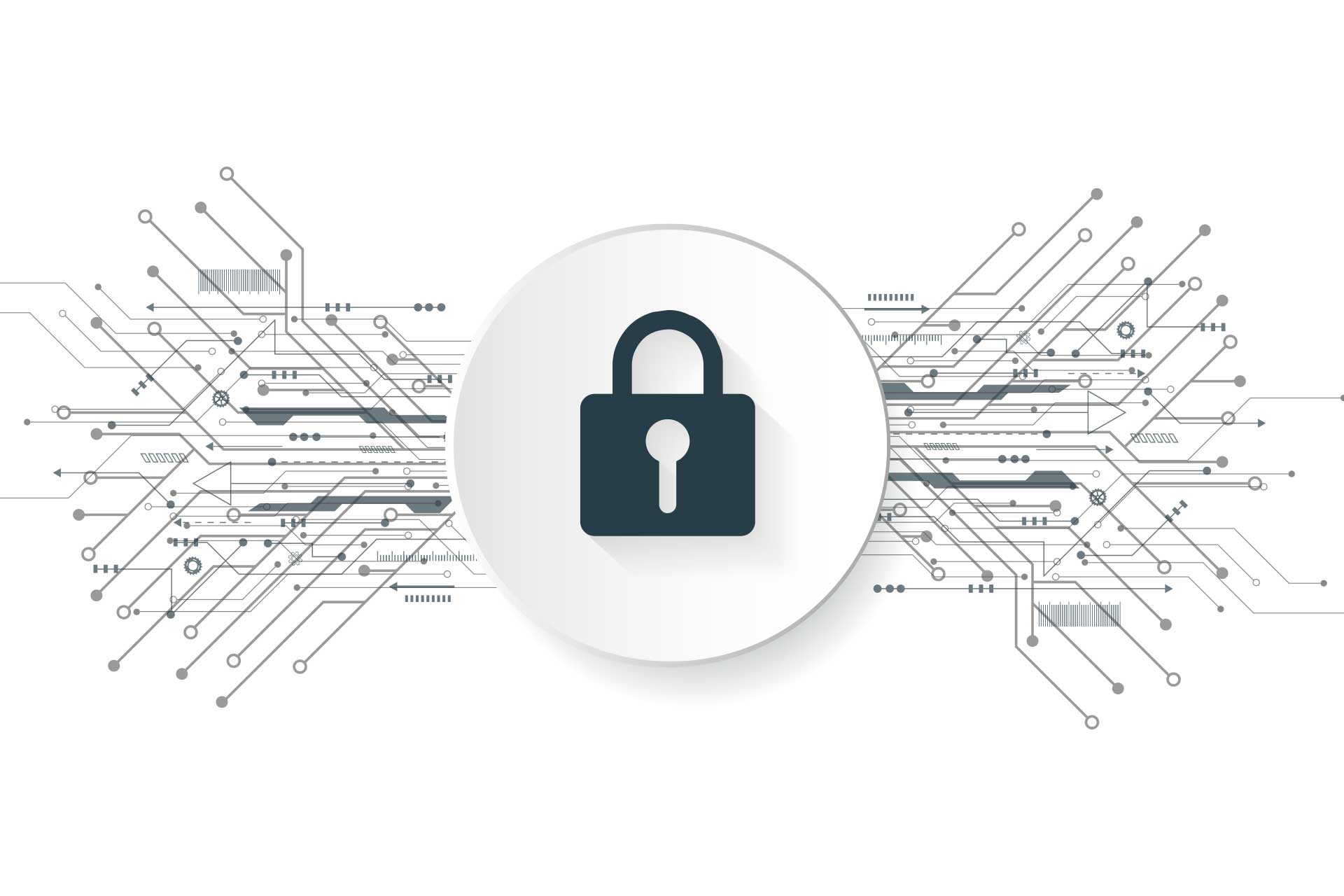 Digital padlock protecting data from cyber attacks.